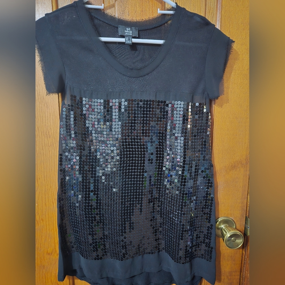MNG Black Short Sleeve Top